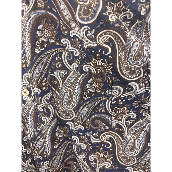Tommy Bahama Men’s Medium Paisley Long Sleeve Button Shirt Blue Brown - Picture 10 of 10